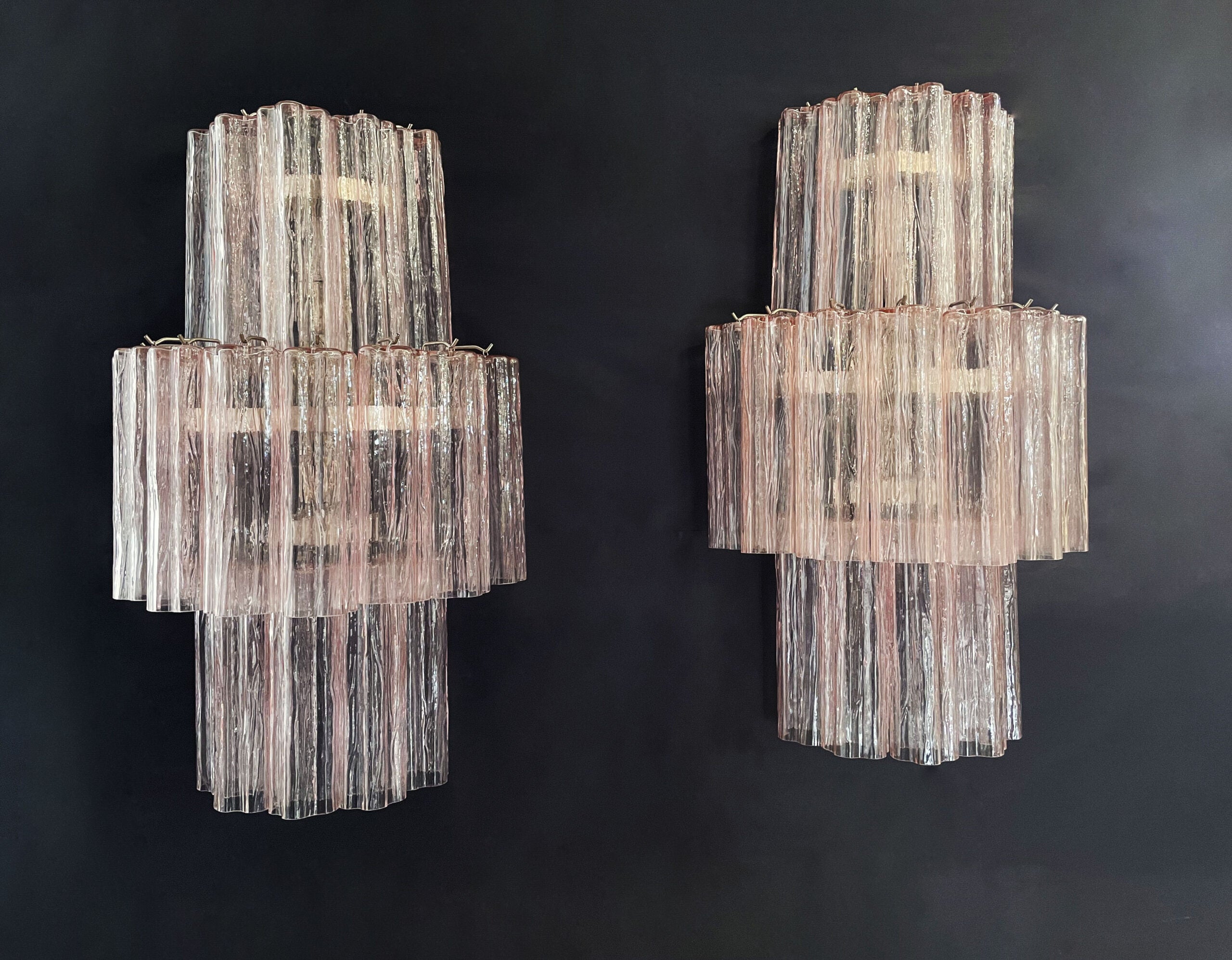 Murano Vegglampe – 18 Rosa Prismeglass – 2 stk – Murano Classics
