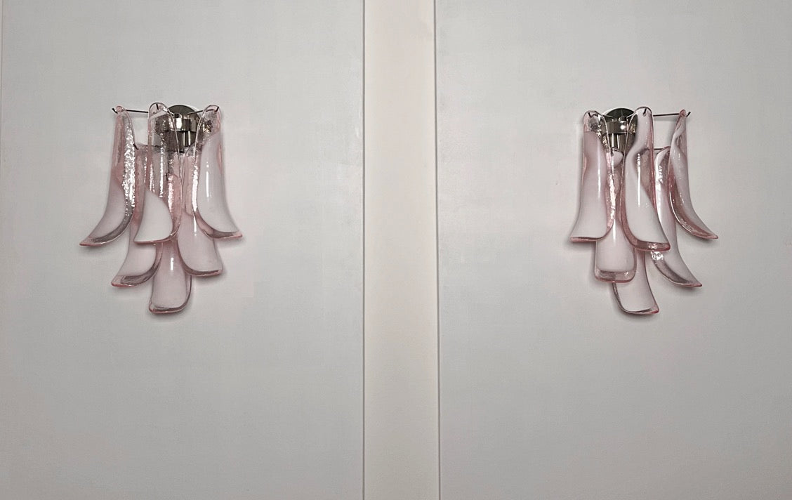 Murano Vegglampe | Rosa Lattimo Konglebladglass | 1 par