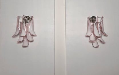 Murano Vegglampe | Rosa Lattimo Konglebladglass | 1 par