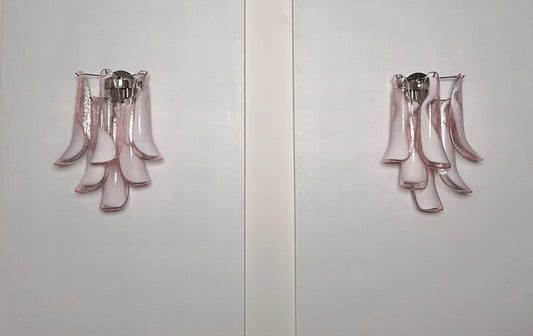 Murano Vegglampe | Rosa Lattimo Konglebladglass | 1 par