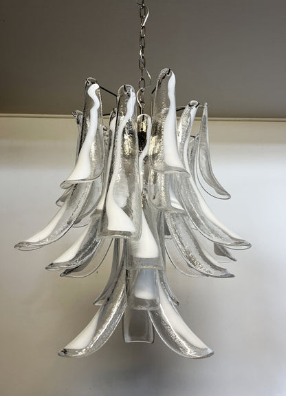 Murano Chandelier | 30 Clear cone leaf glasses