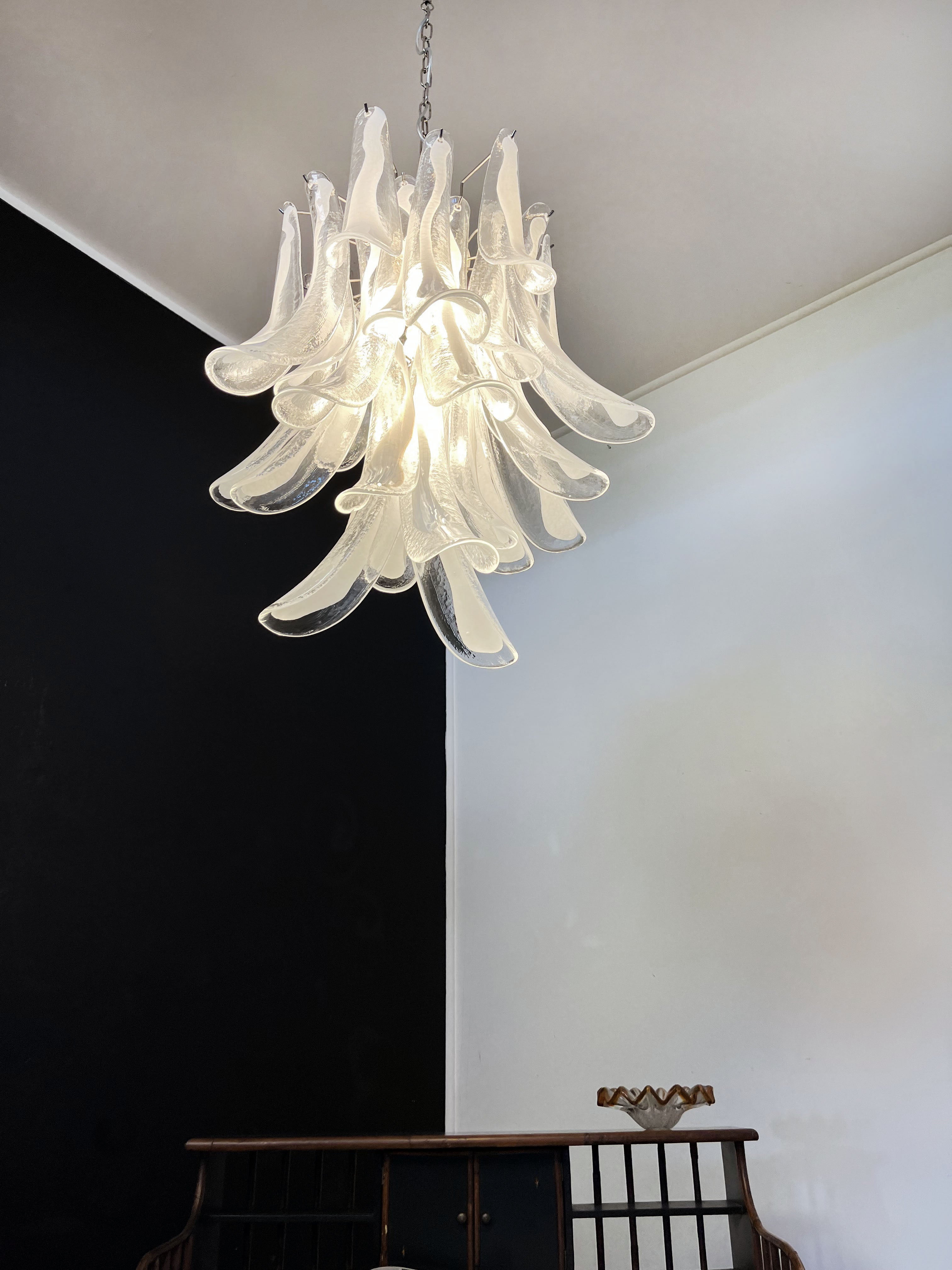 Murano Lysekrone – 30 Klare Konglebladglass – detalj 9 – Murano Classics