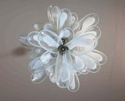 Murano Chandelier | 30 Clear cone leaf glasses