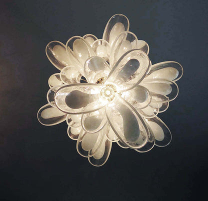 Murano Chandelier | 30 Clear cone leaf glasses