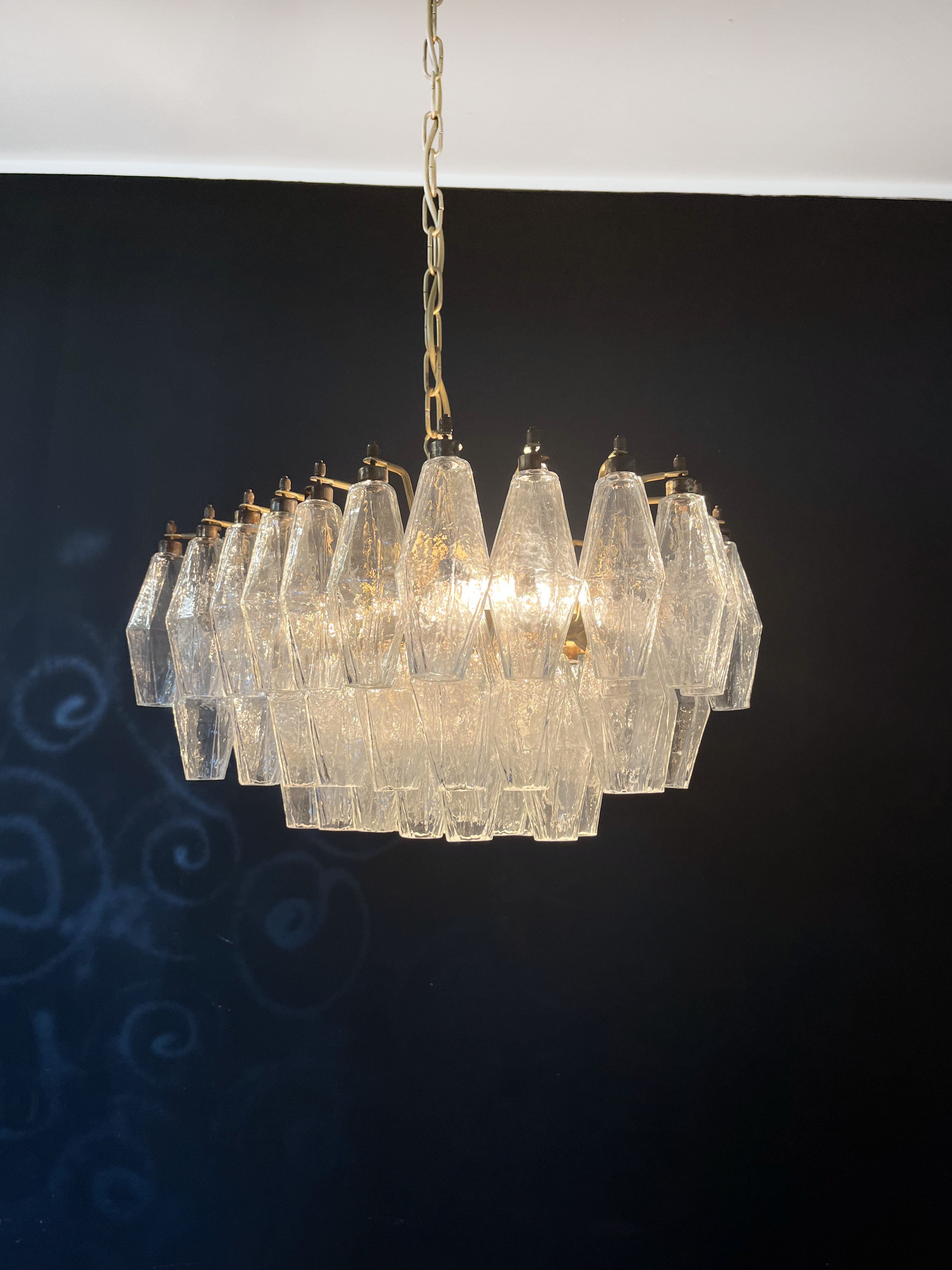 Murano Lysekrone – 56 Klare Poliedriglass – detalj 7 – Murano Classics
