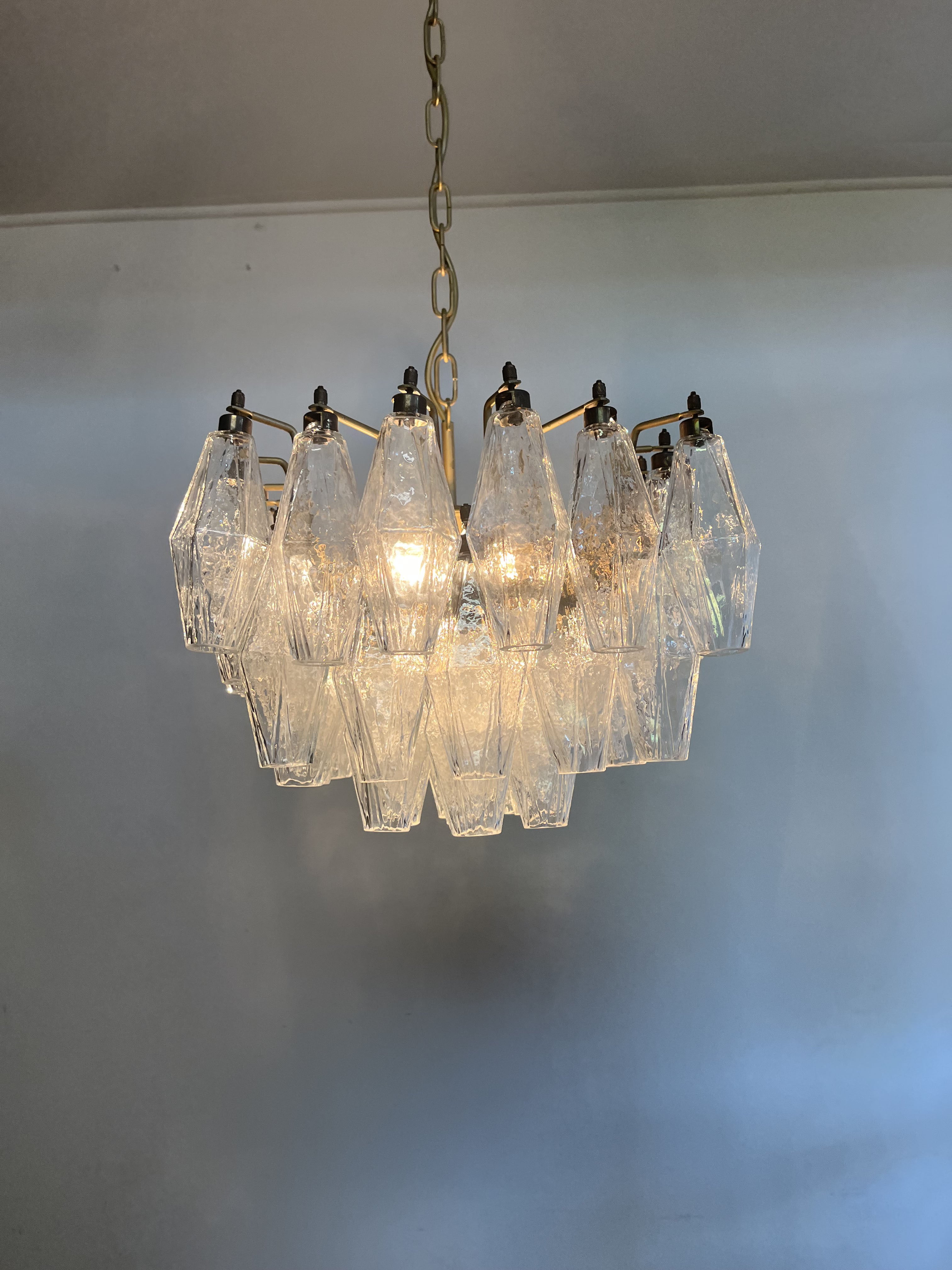 Murano Lysekrone – 56 Klare Poliedriglass – detalj 6 – Murano Classics
