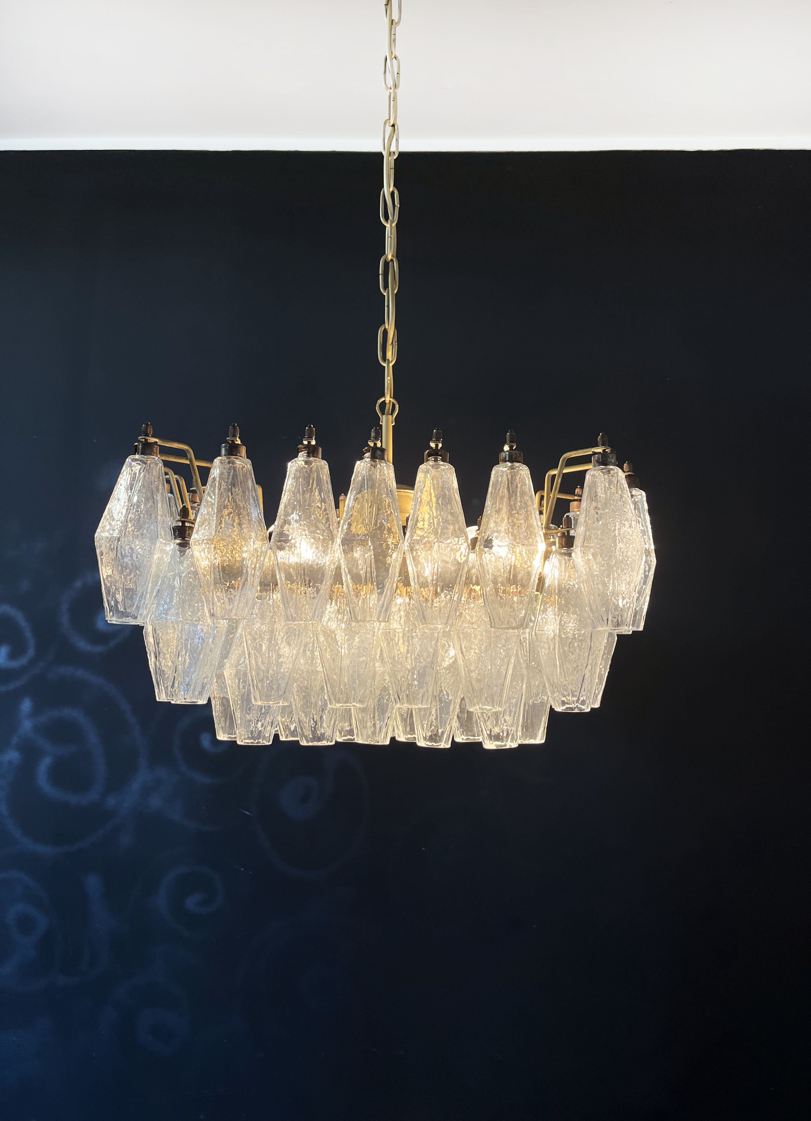 Murano Lysekrone – 56 Klare Poliedriglass – detalj 10 – Murano Classics