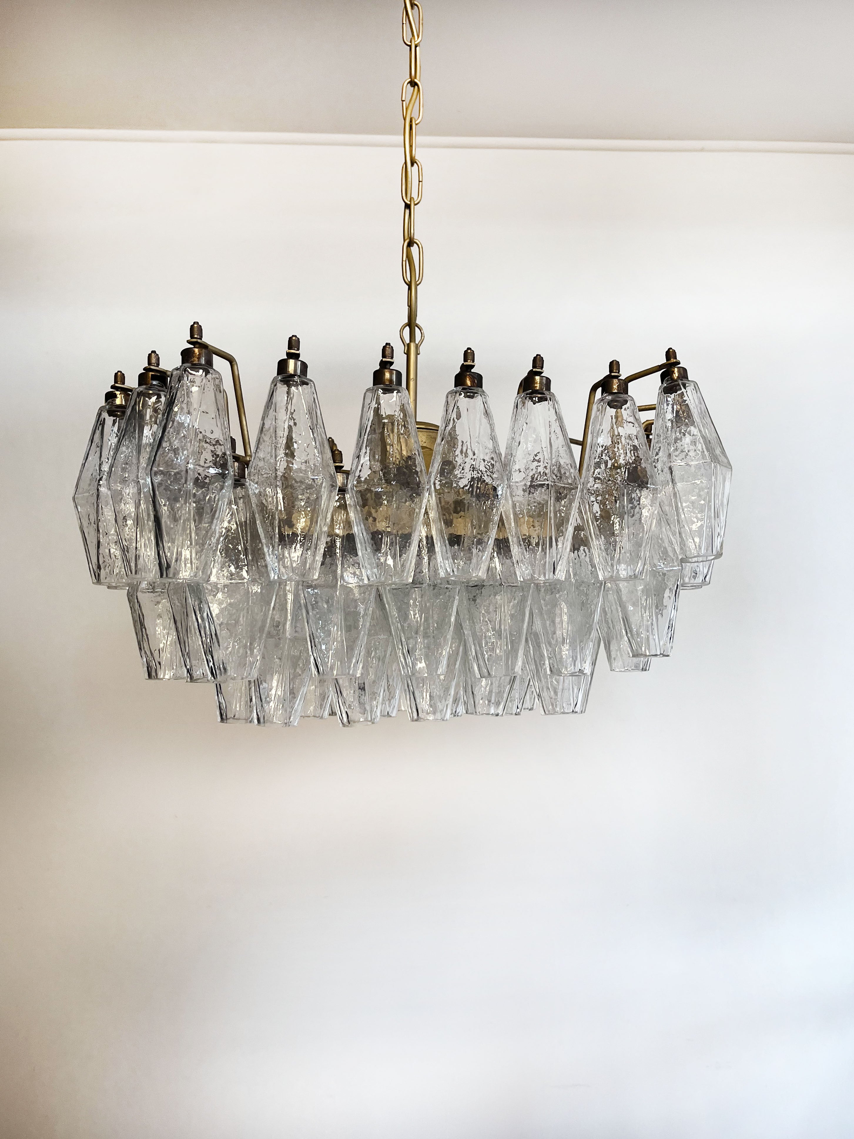 Murano Lysekrone – 56 Klare Poliedriglass – Murano Classics
