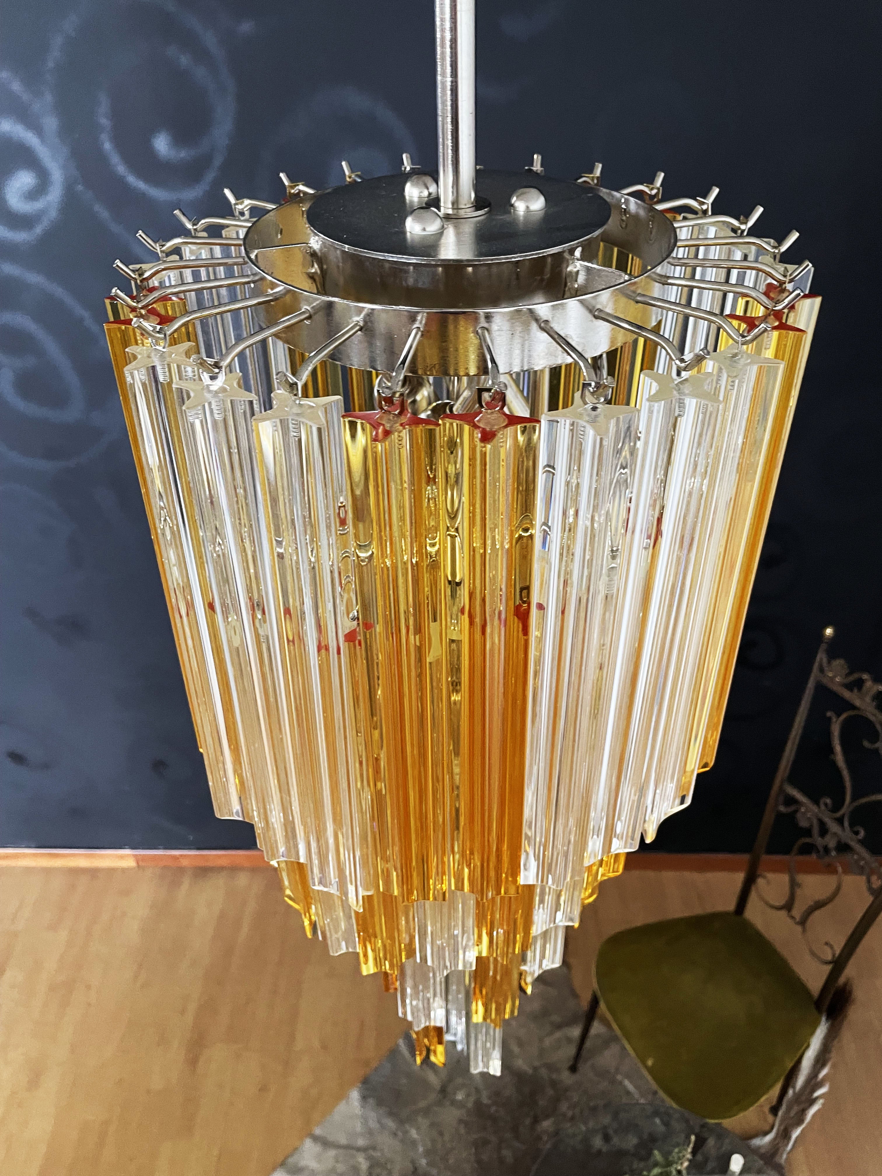Murano Lysekrone – 54 Klare og Gule Prismeglass – detalj 4 – Murano Classics