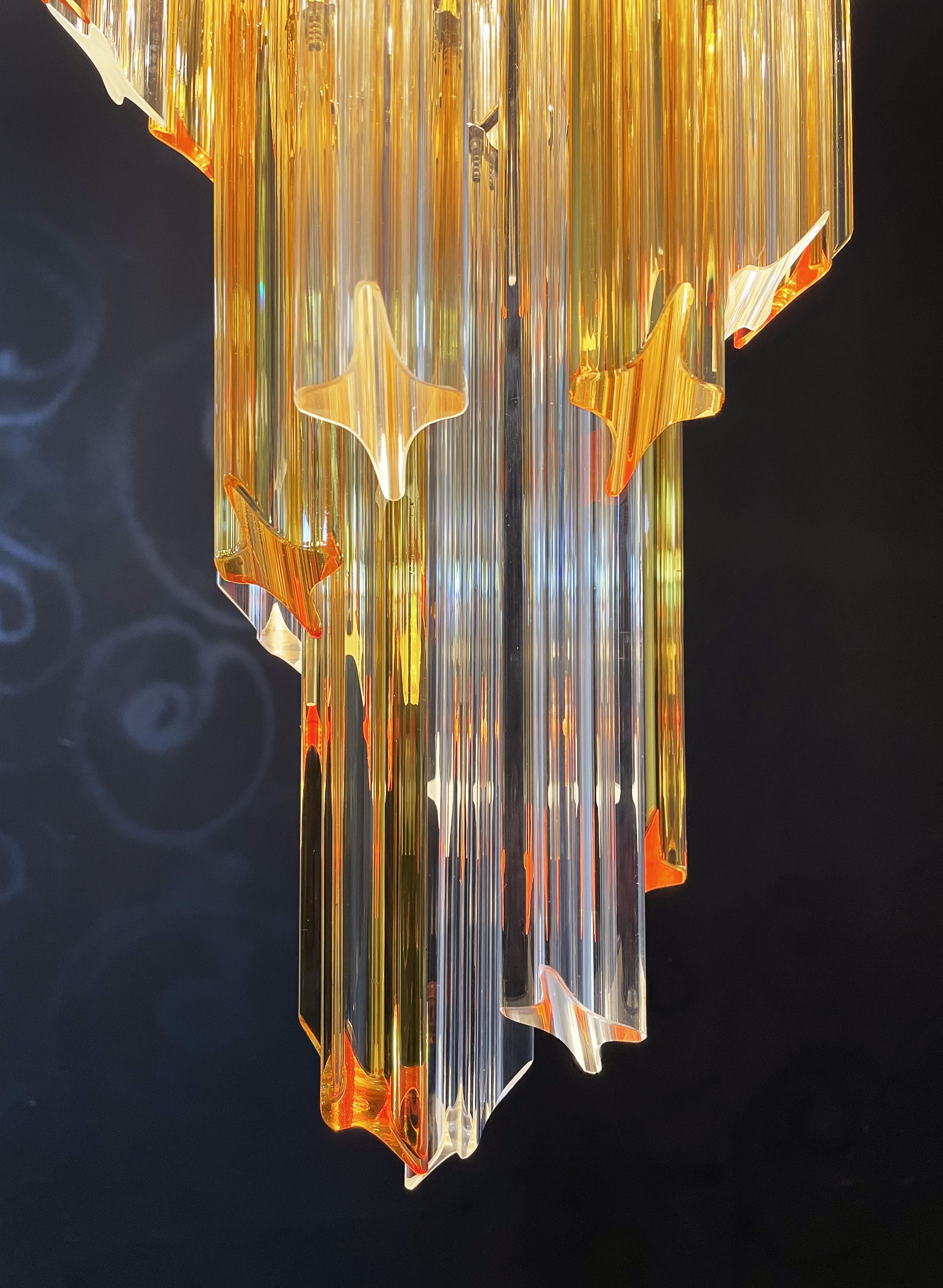 Murano Lysekrone – 54 Klare og Gule Prismeglass – detalj 6 – Murano Classics