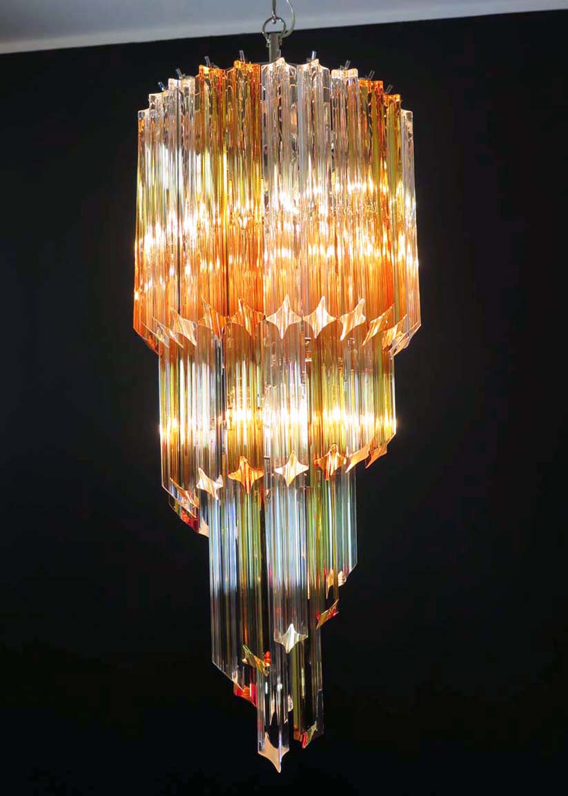 Murano Lysekrone – 54 Klare og Gule Prismeglass – detalj 11 – Murano Classics