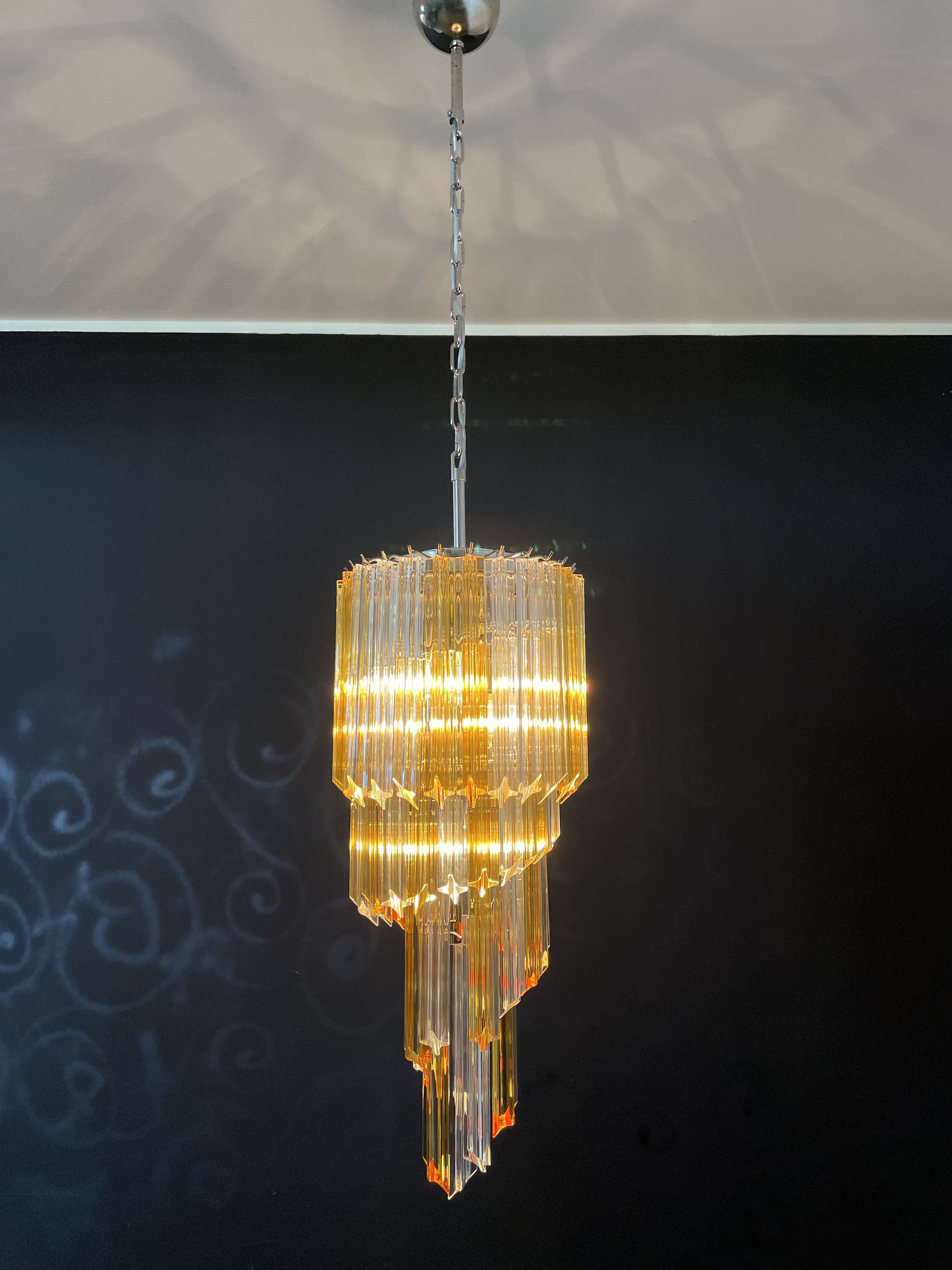 Murano Lysekrone – 54 Klare og Gule Prismeglass – detalj 8 – Murano Classics