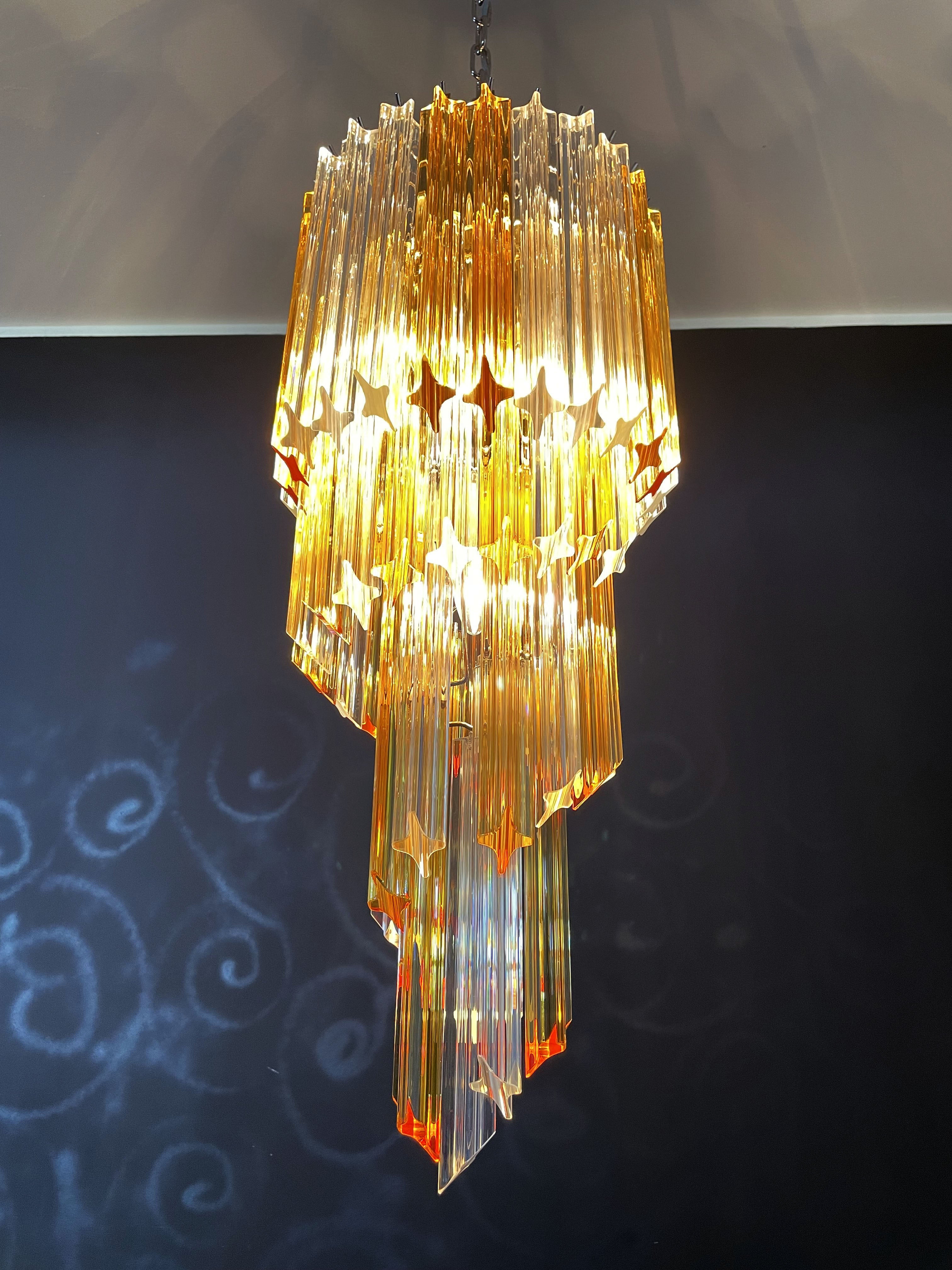 Murano Lysekrone – 54 Klare og Gule Prismeglass – detalj 9 – Murano Classics