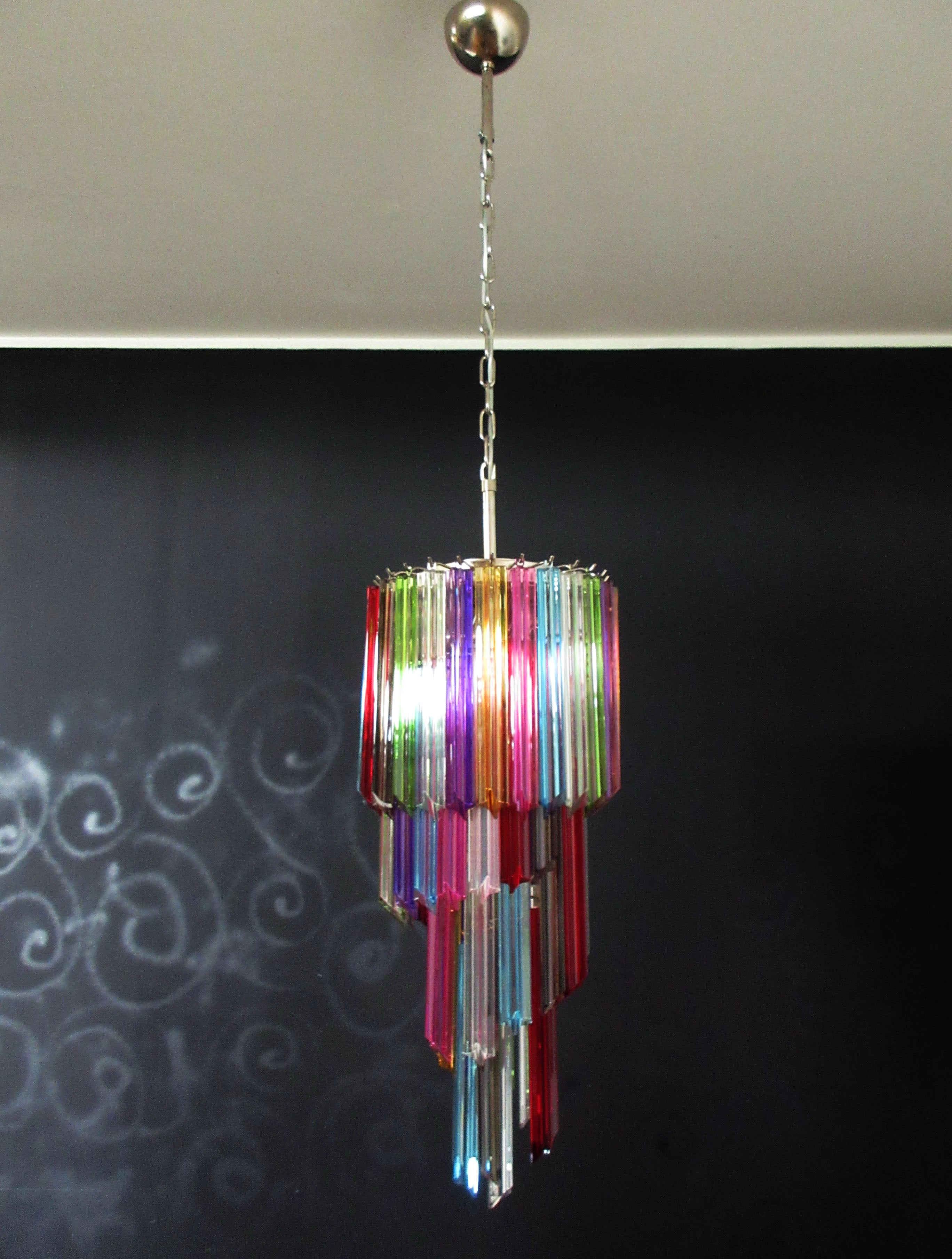 Murano Lysekrone – 54 Multifargede Prismeglass – detalj 8 – Murano Classics