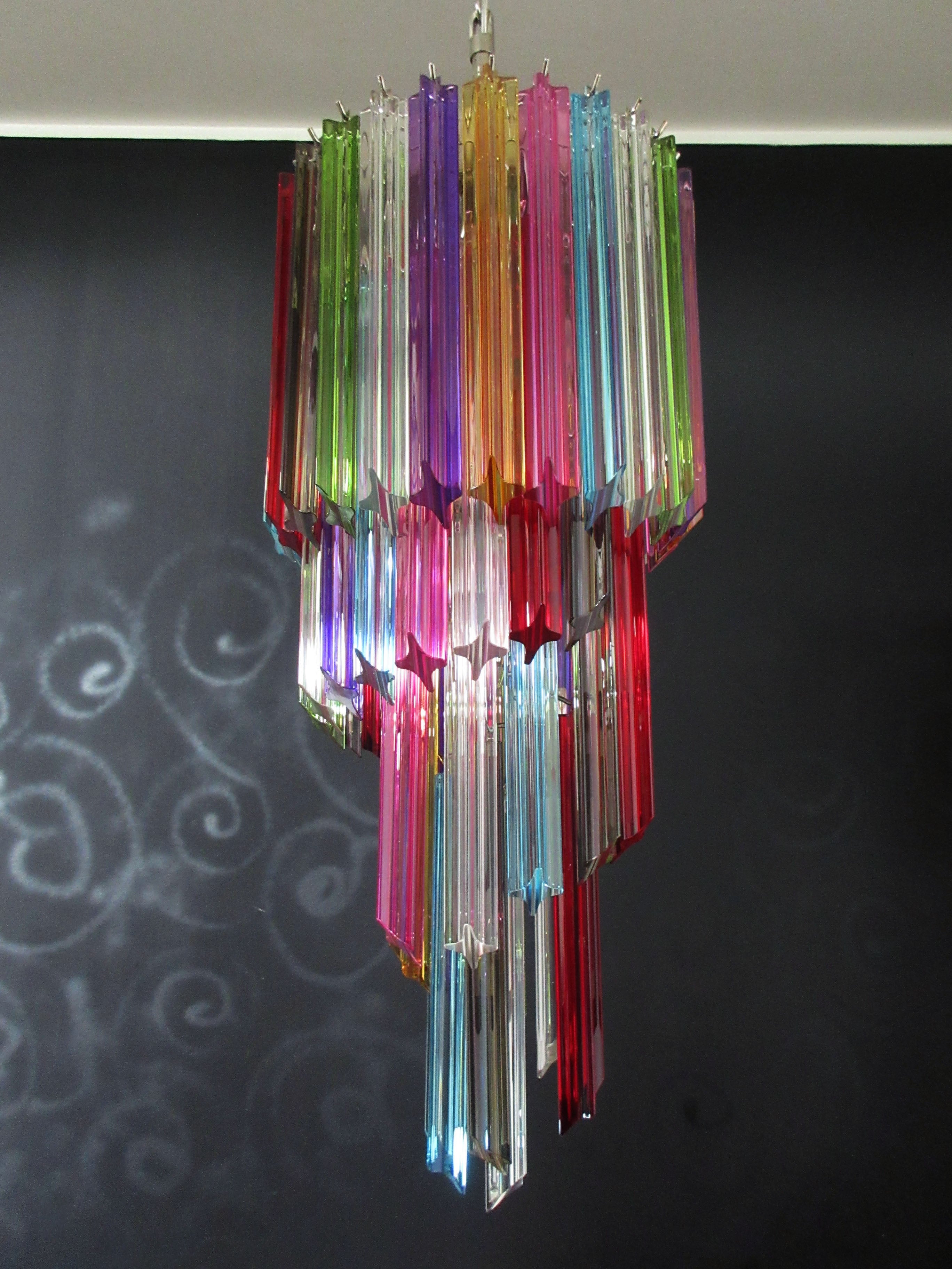Murano Lysekrone – 54 Multifargede Prismeglass – detalj 6 – Murano Classics