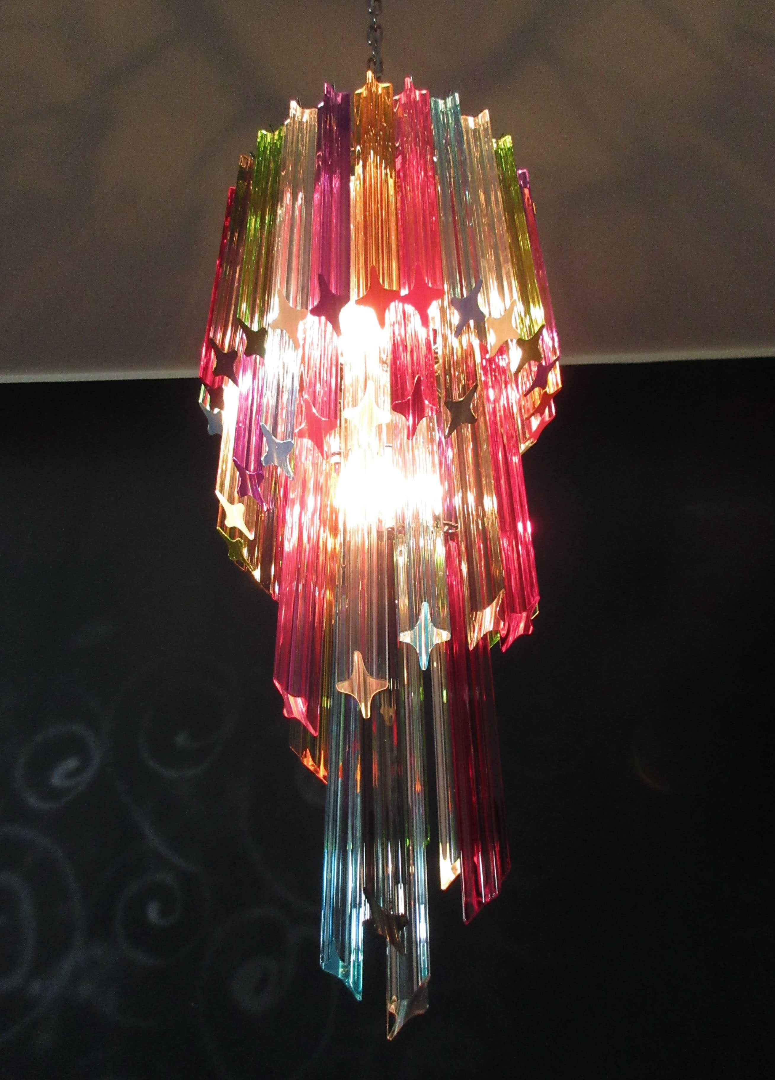Murano Lysekrone – 54 Multifargede Prismeglass – detalj 9 – Murano Classics