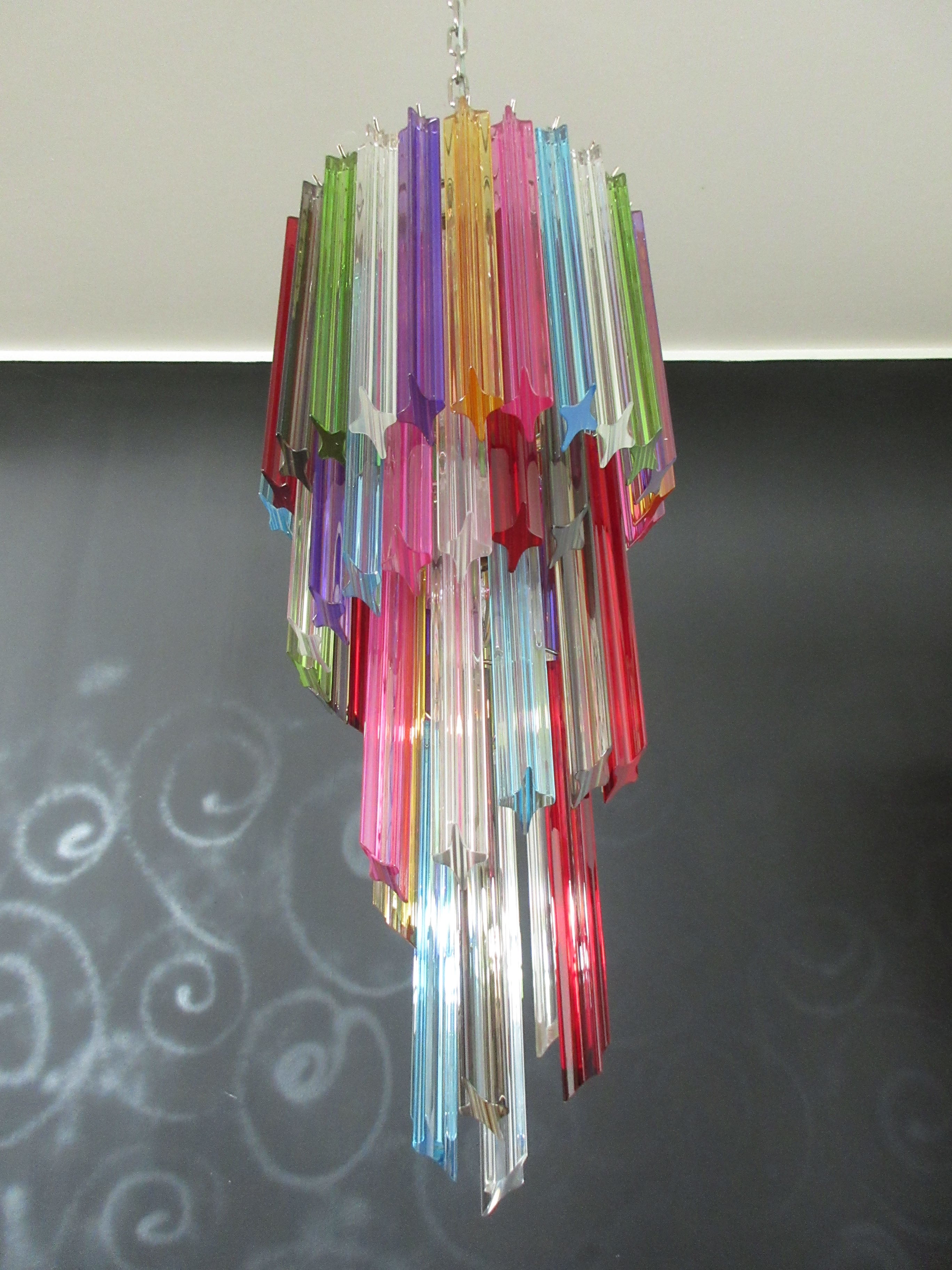 Murano Lysekrone – 54 Multifargede Prismeglass – detalj 3 – Murano Classics
