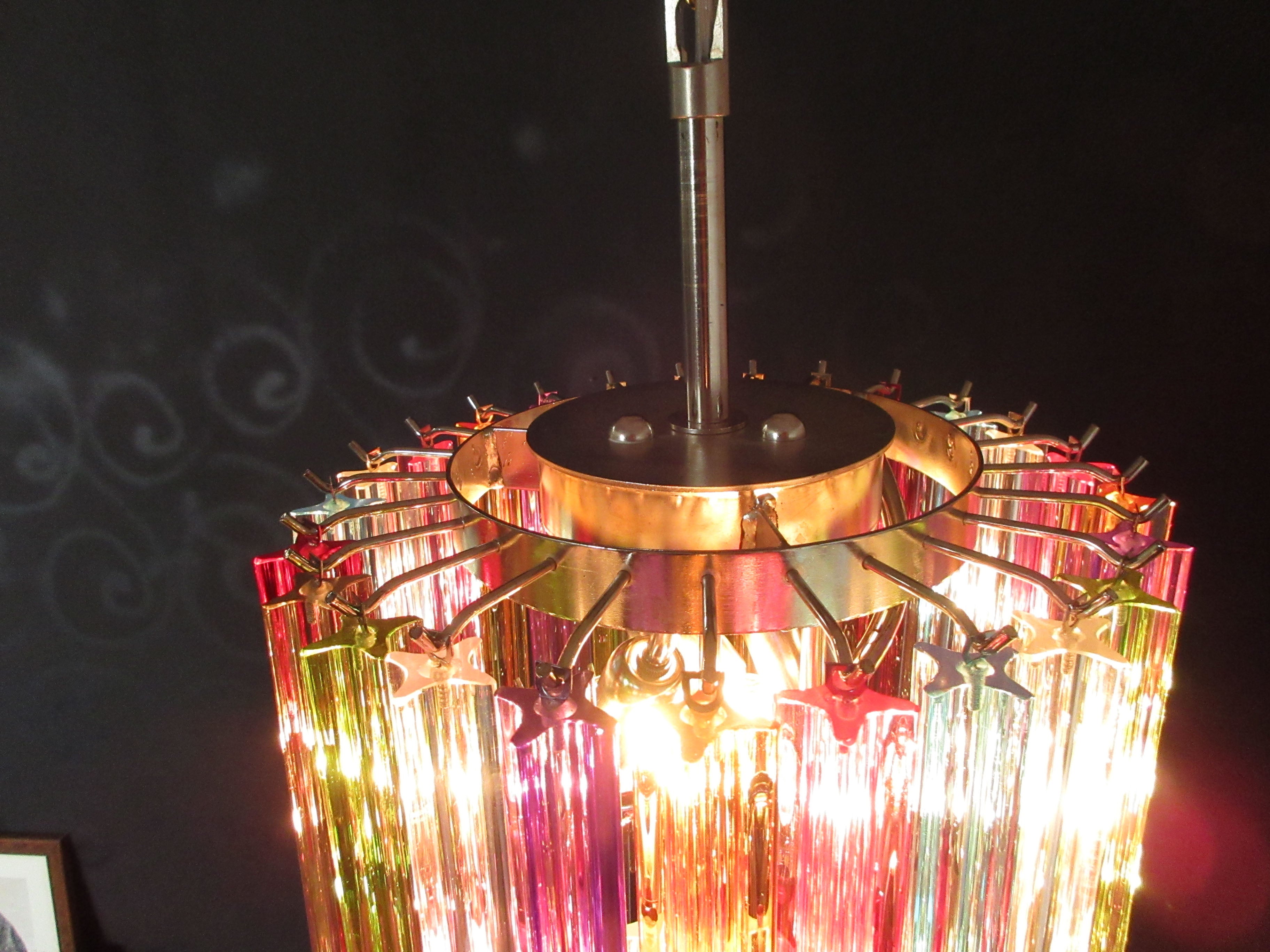 Murano Lysekrone – 54 Multifargede Prismeglass – detalj 11 – Murano Classics
