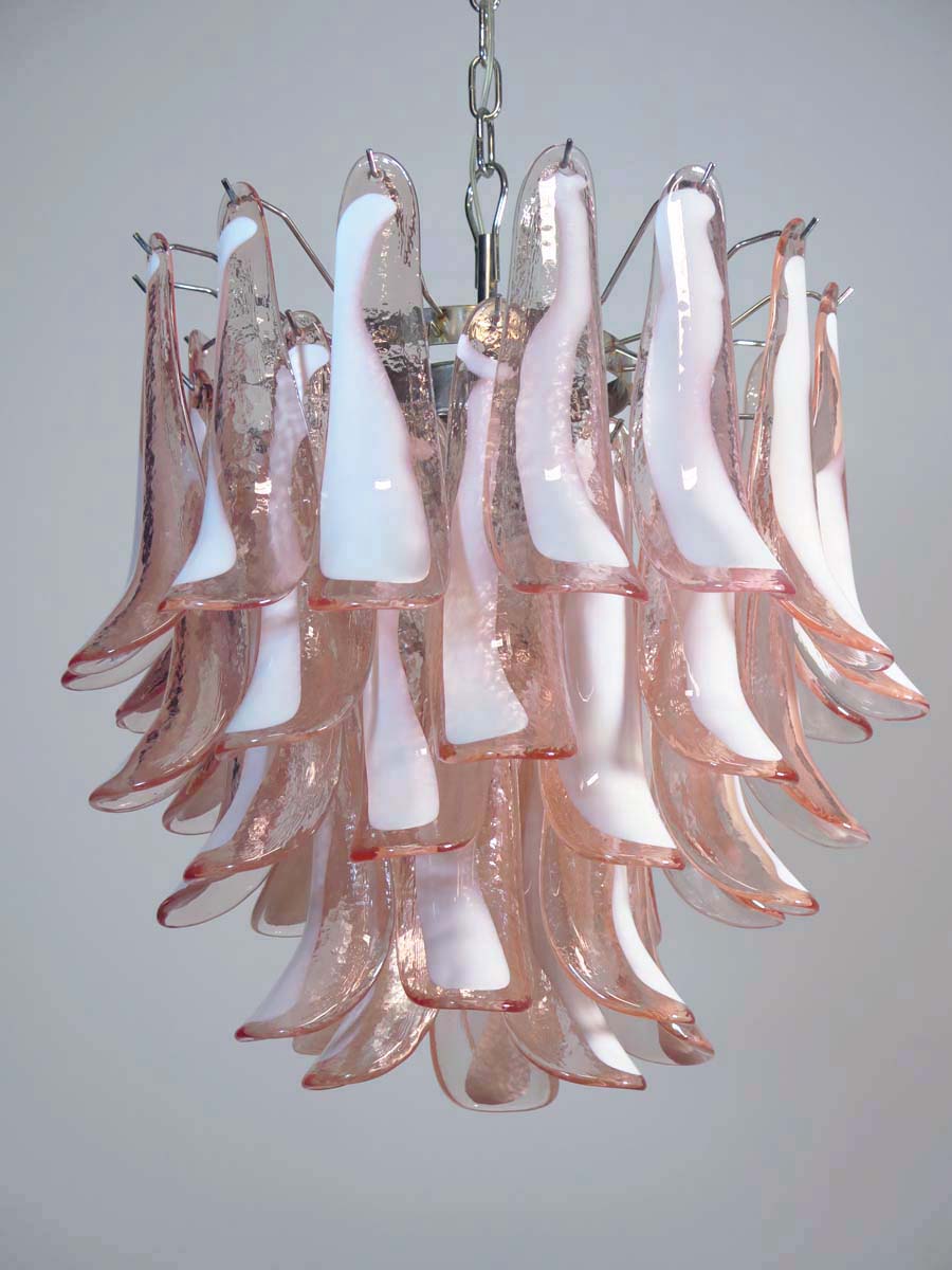 Murano Lysekrone – 41 Rosa Konglebladglass – detalj 4 – Murano Classics