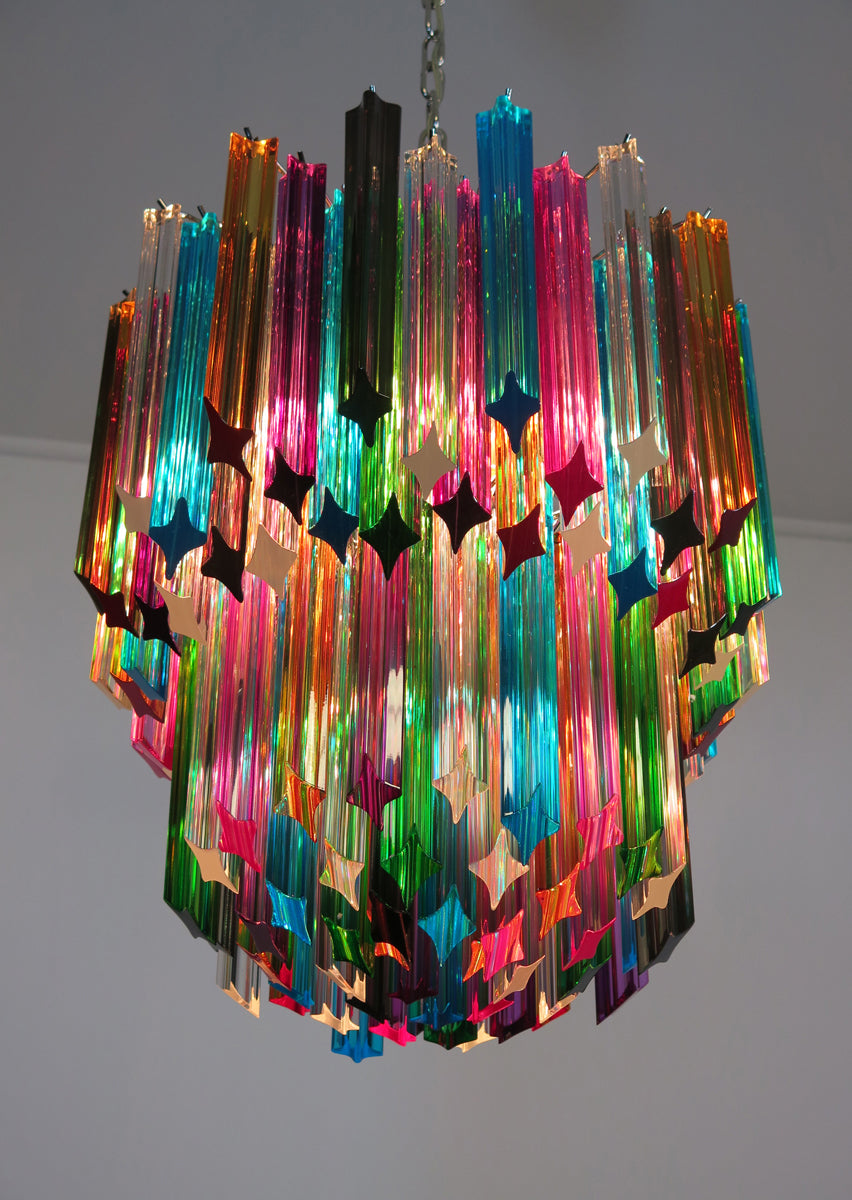 Murano Lysekrone – 107 Multifargede Prismeglass – detalj 3 – Murano Classics
