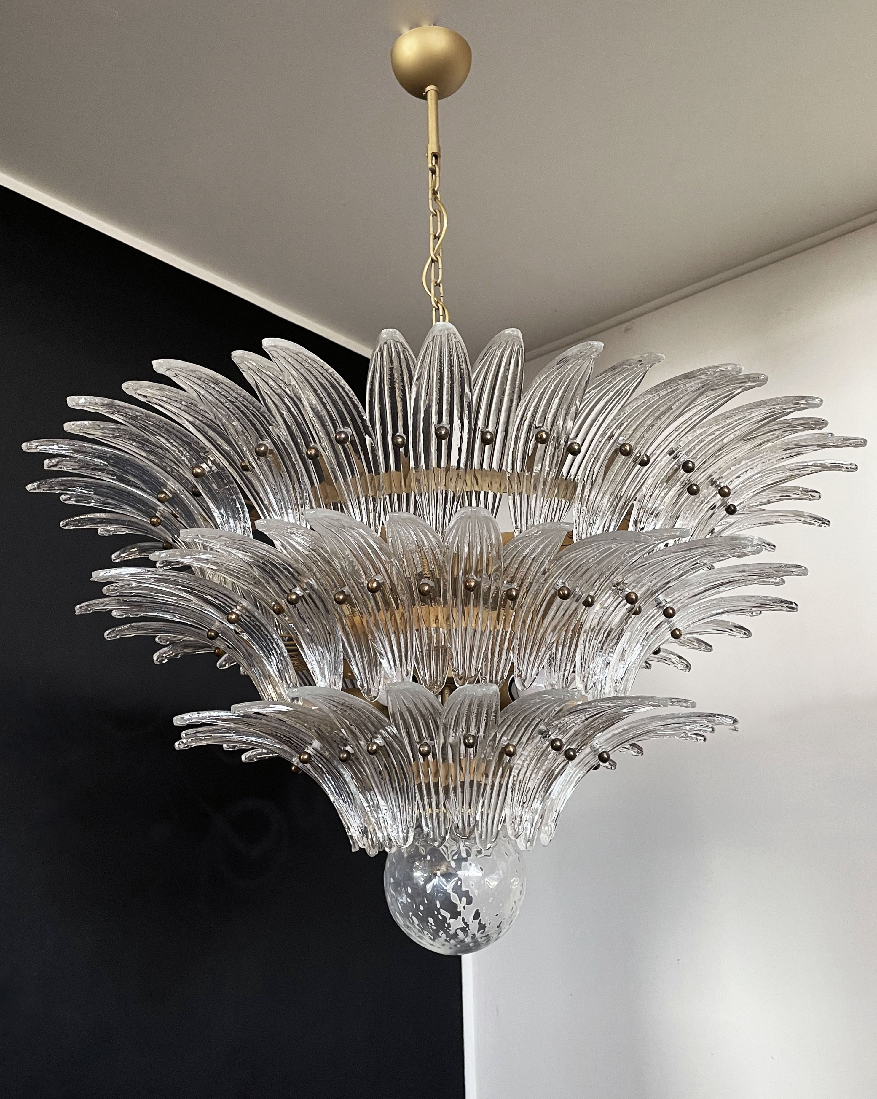 Murano Lysekrone – 104 Klare Palmeglass – detalj 2 – Murano Classics
