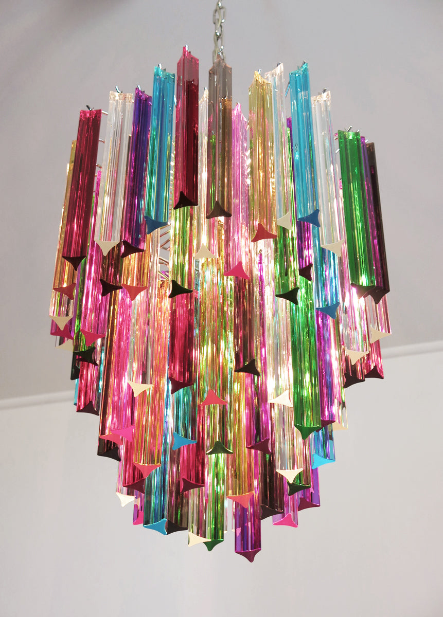 Murano Lysekrone – 92 Multifargede Prismeglass – detalj 1 – Murano Classics