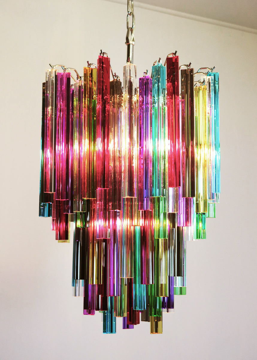 Murano Lysekrone – 92 Multifargede Prismeglass – detalj 3 – Murano Classics