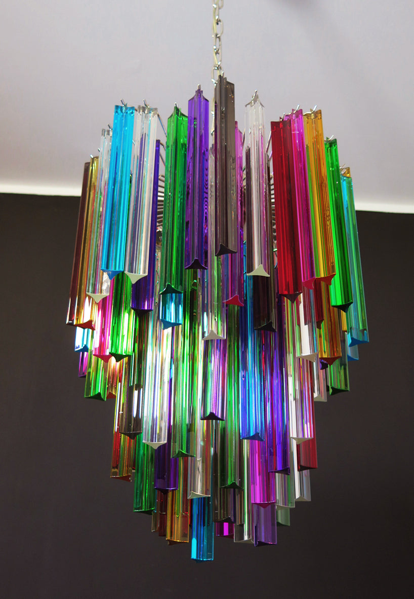 Murano Lysekrone – 92 Multifargede Prismeglass – detalj 6 – Murano Classics