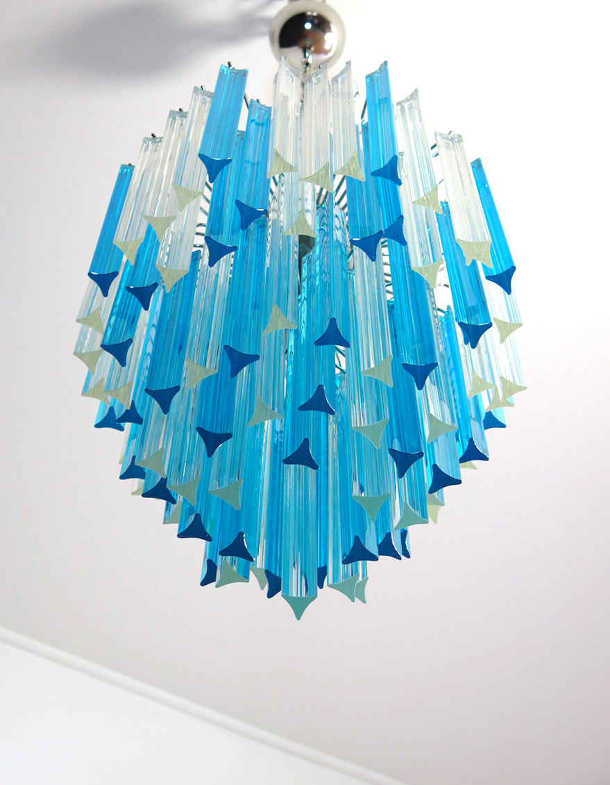 Murano Lysekrone – 92 Klare og Blå Prismeglass – detalj 10 – Murano Classics