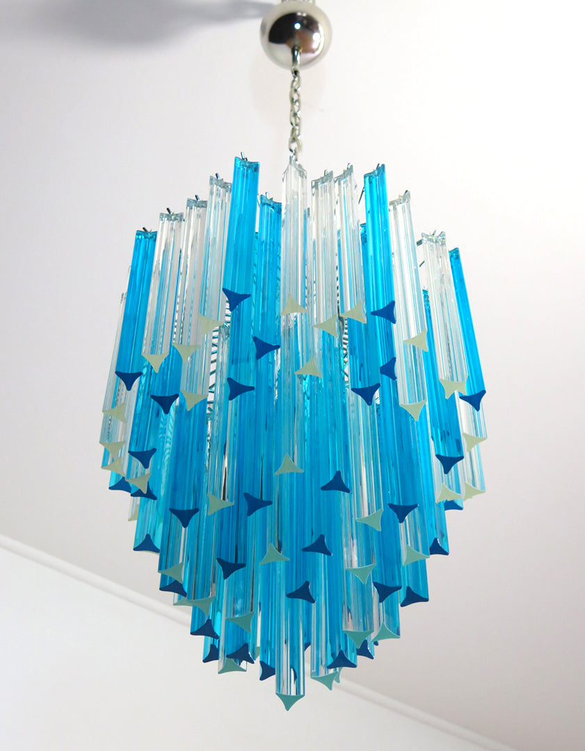 Murano Lysekrone – 92 Klare og Blå Prismeglass – detalj 11 – Murano Classics