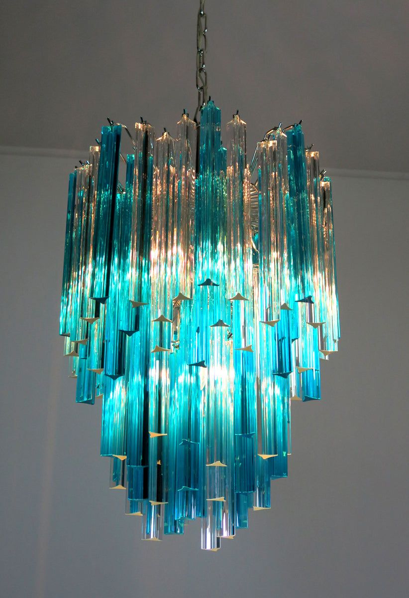 Murano Lysekrone – 92 Klare og Blå Prismeglass – detalj 5 – Murano Classics
