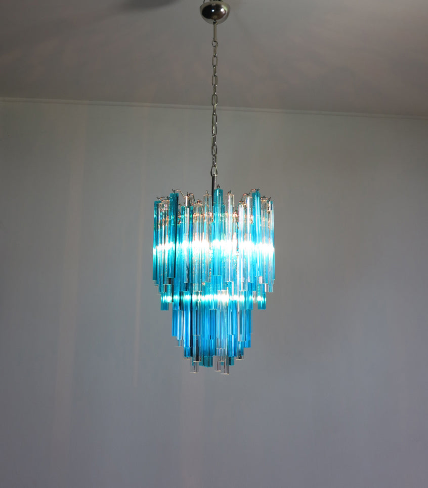 Murano Lysekrone – 92 Klare og Blå Prismeglass – detalj 6 – Murano Classics