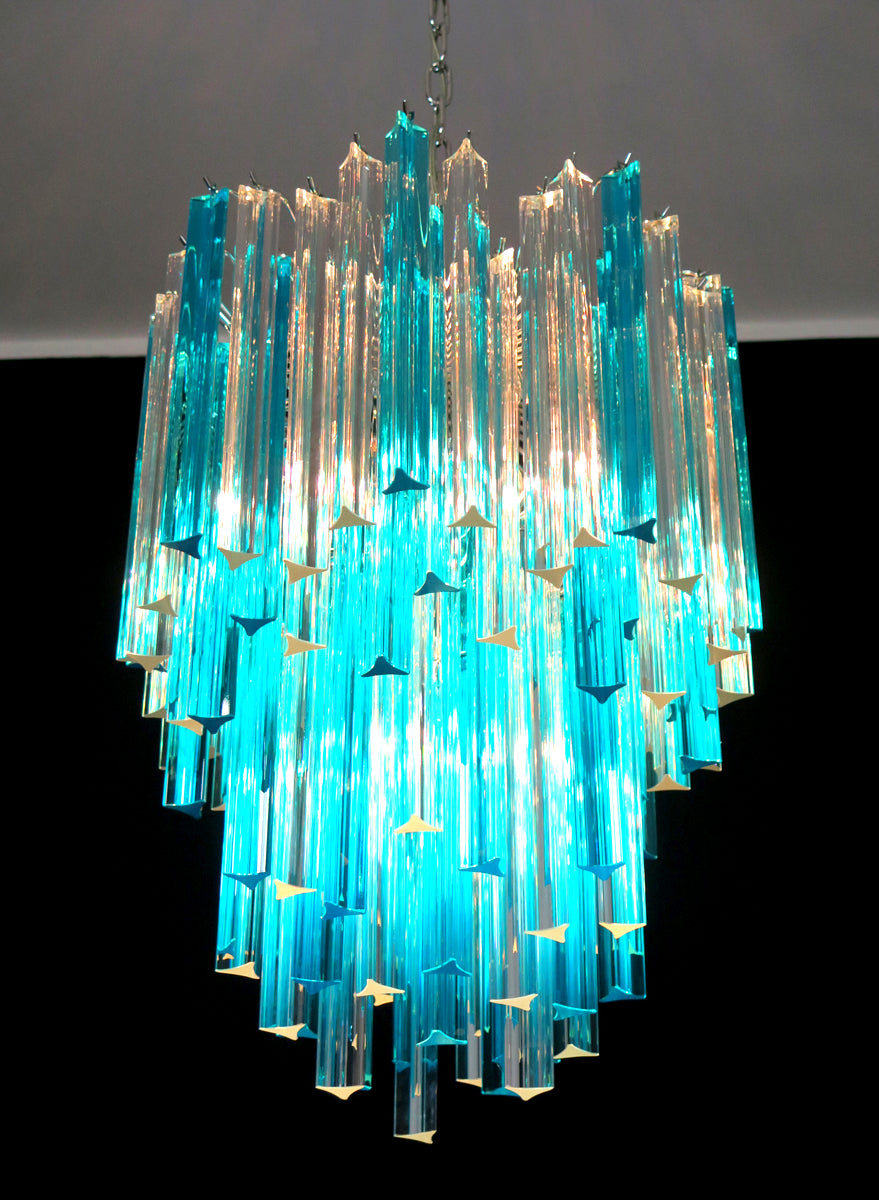 Murano Lysekrone – 92 Klare og Blå Prismeglass – detalj 7 – Murano Classics