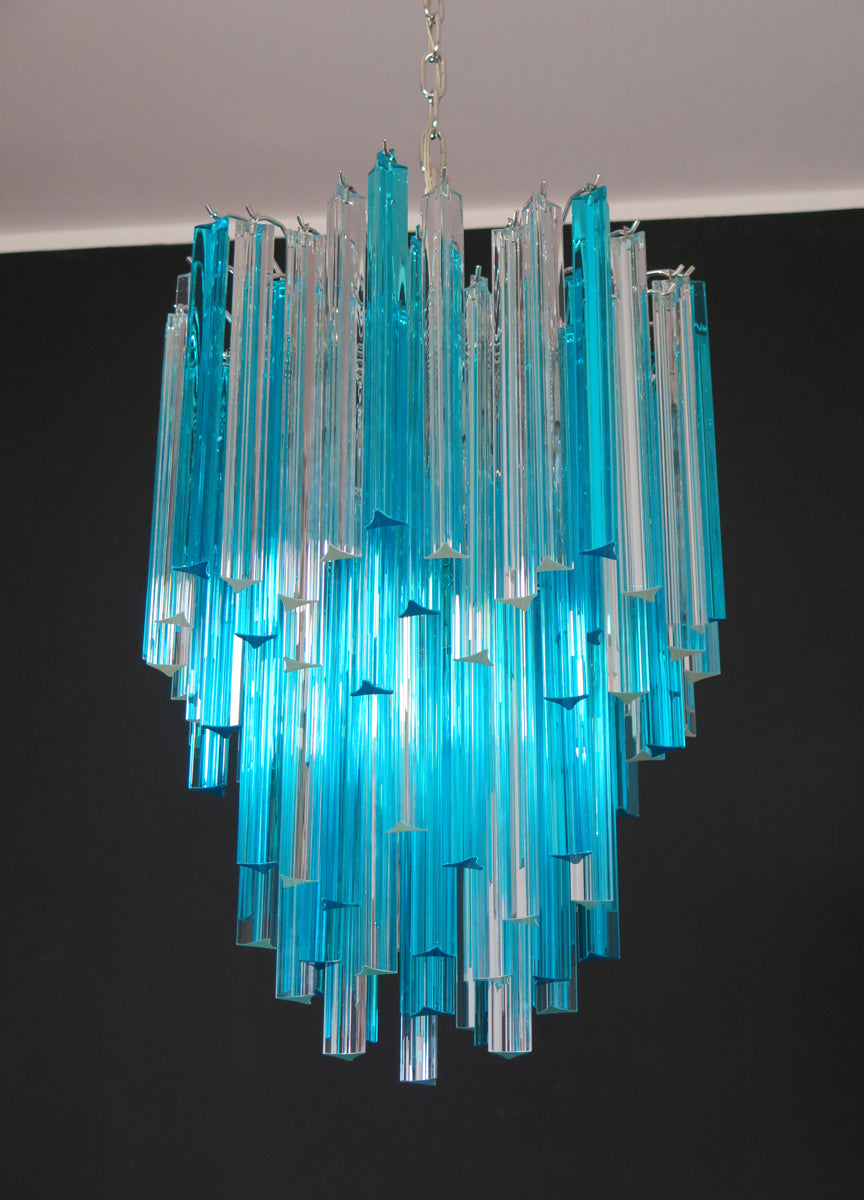 Murano Lysekrone – 92 Klare og Blå Prismeglass – detalj 8 – Murano Classics