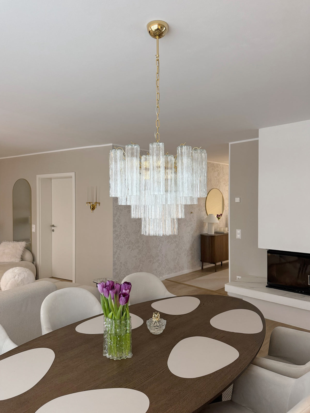 Murano Lysekrone – 36 Klare Glassrør – miljøbilde 3 – Murano Classics