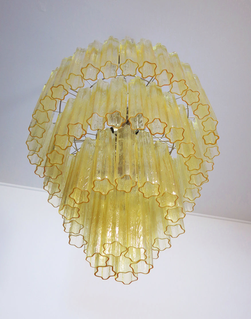 Murano Lysekrone – 78 Gule Glassrør – detalj 3 – Murano Classics