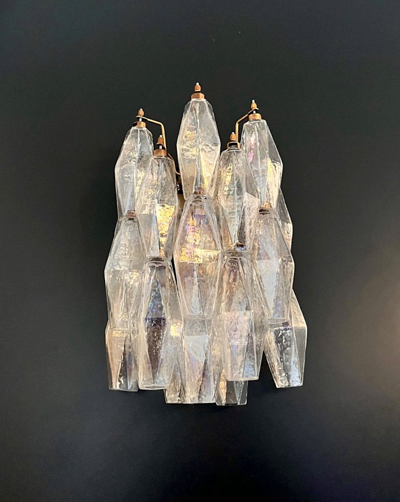 Murano Vegglampe | 16 Gull Iris Poliedriglass | 1 par