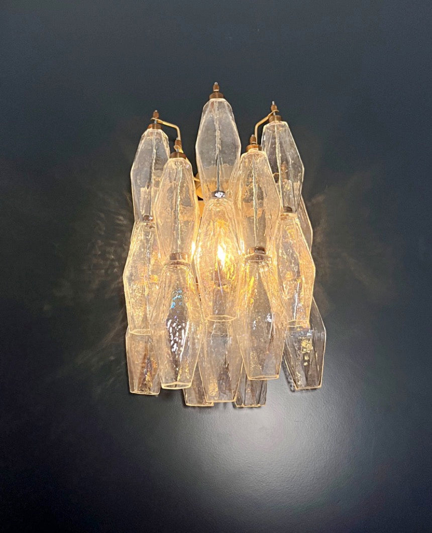 Murano Vegglampe | 16 Gull Iris Poliedriglass | 1 par