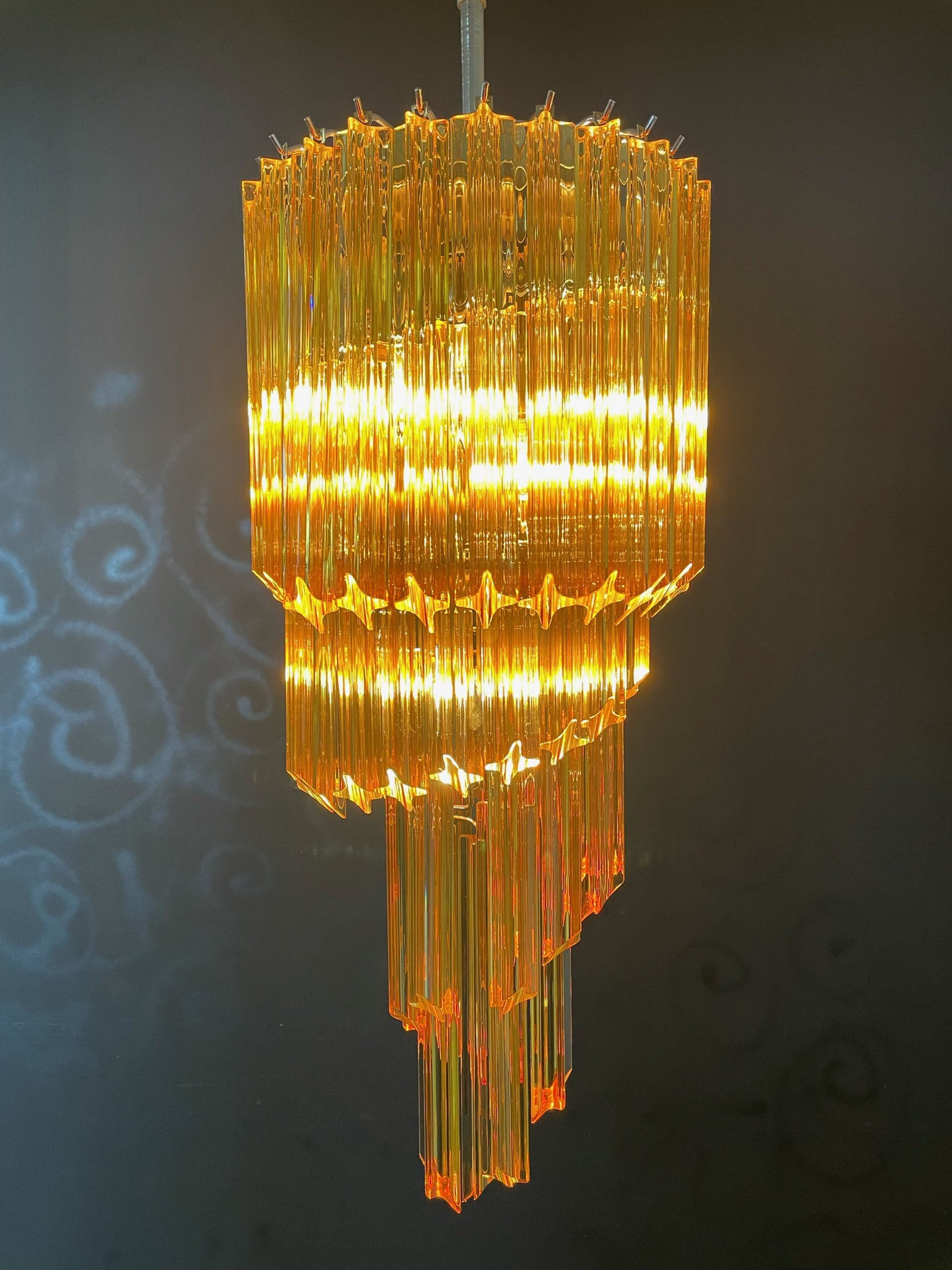 Murano Lysekrone – 54 Gule Prismeglass – detalj 8 – Murano Classics