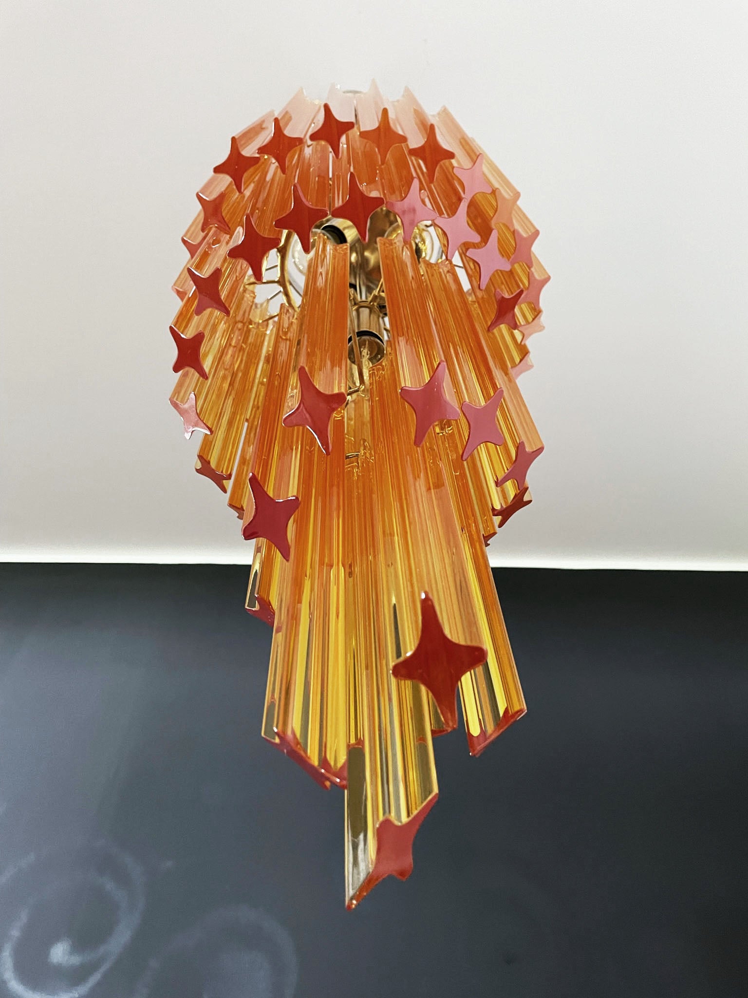 Murano Lysekrone – 54 Gule Prismeglass – detalj 3 – Murano Classics