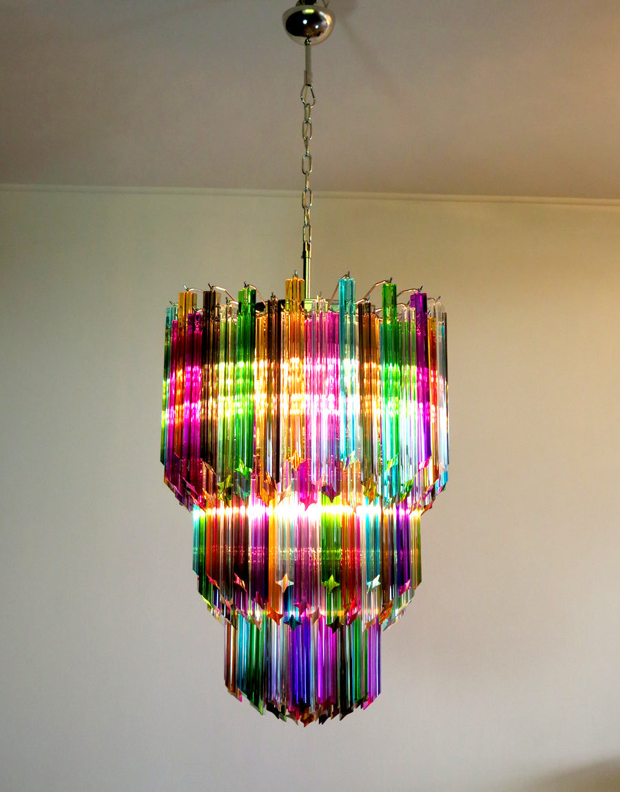 Murano Lysekrone – 184 Multifargede Prismeglass – Murano Classics