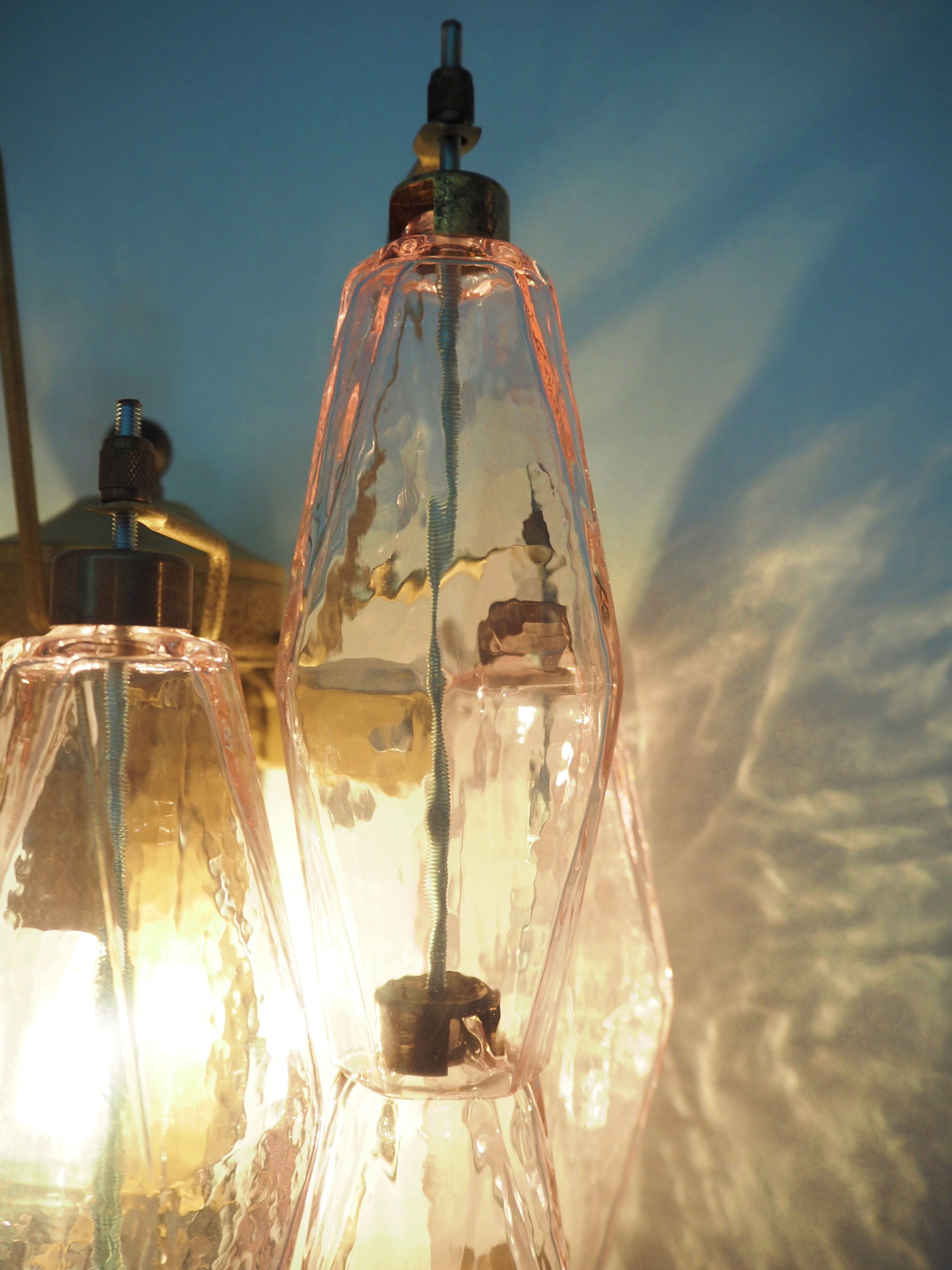 Murano Vegglampe – 17 Rosa Poliedriglass – 2 stk – detalj 7 – Murano Classics