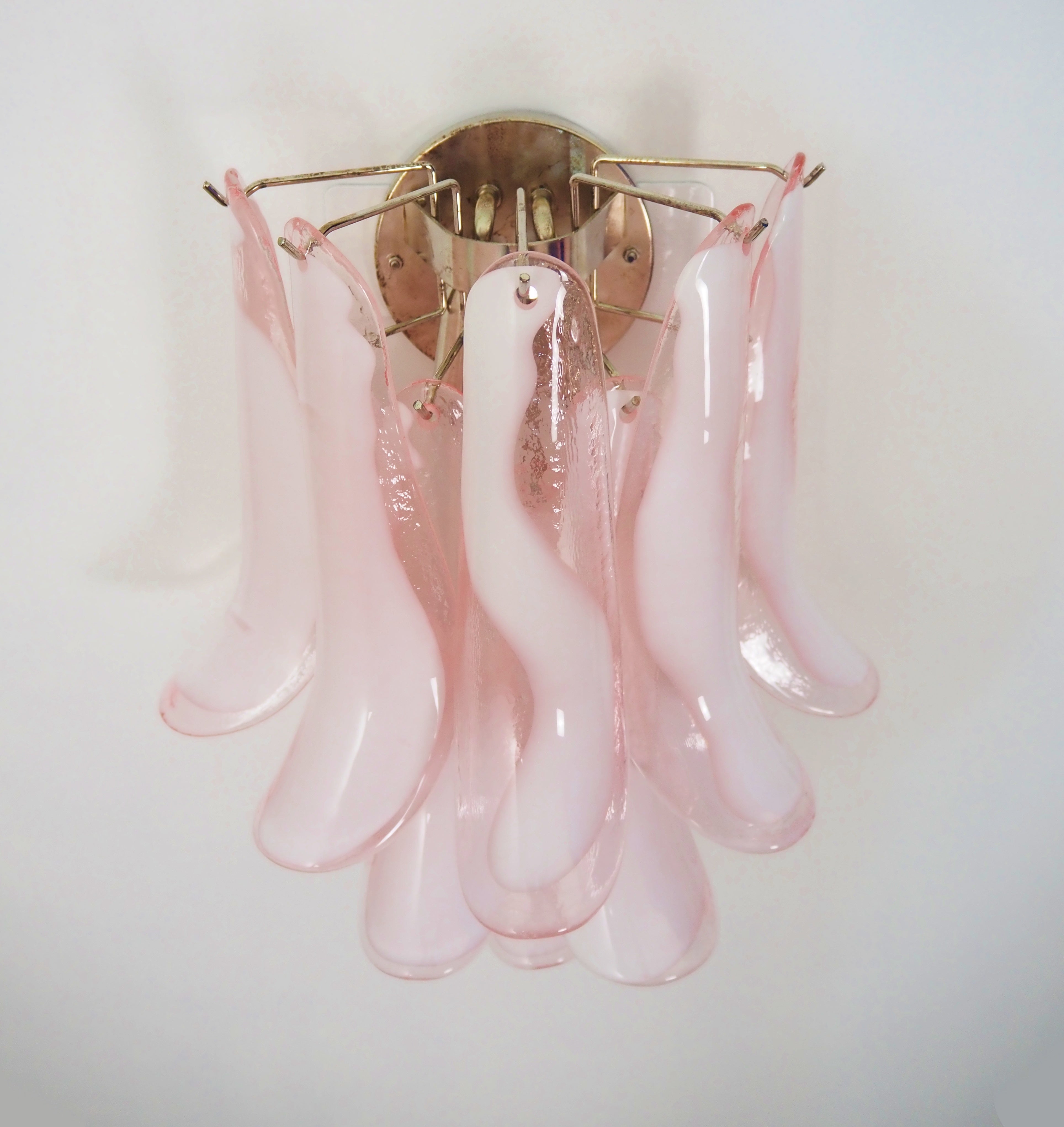 Murano Vegglampe – 10 Rosa Konglebladglass – 2 stk – detalj 5 – Murano Classics