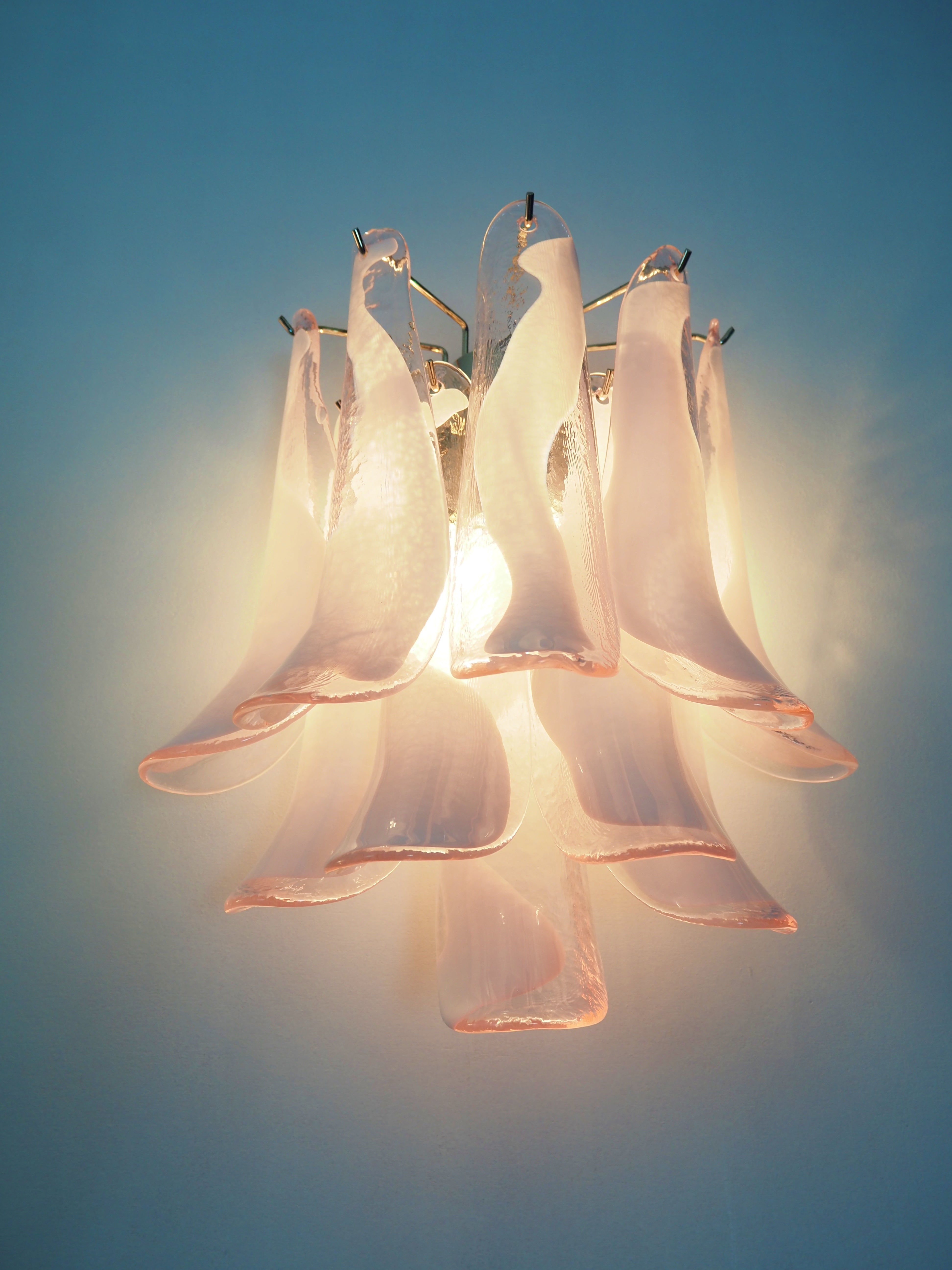 Murano Vegglampe – 10 Rosa Konglebladglass – 2 stk – detalj 7 – Murano Classics