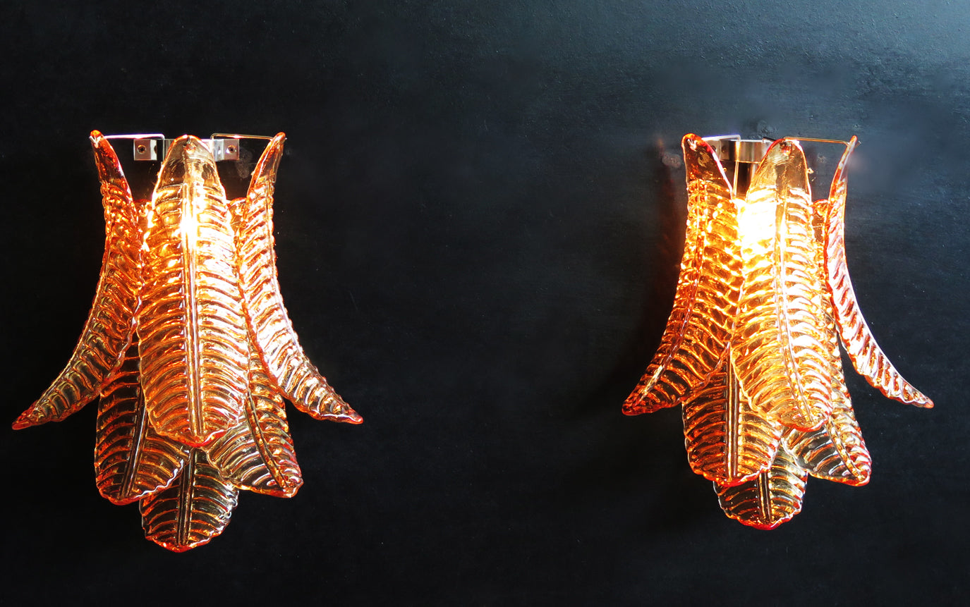 Murano Vegglampe | 6 Gule Felciglass | 1 par