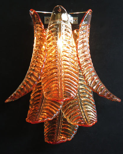 Murano Vegglampe | 6 Gule Felciglass | 1 par