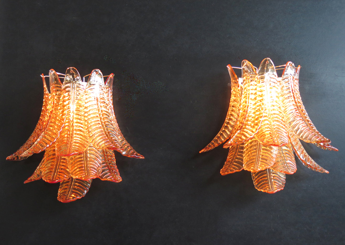 Murano Vegglampe | 10 Gule Felciglass | 1 par