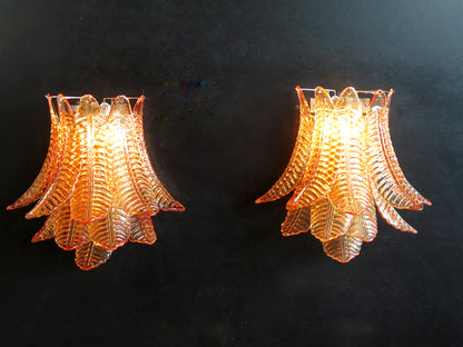 Murano Vegglampe | 10 Gule Felciglass | 1 par