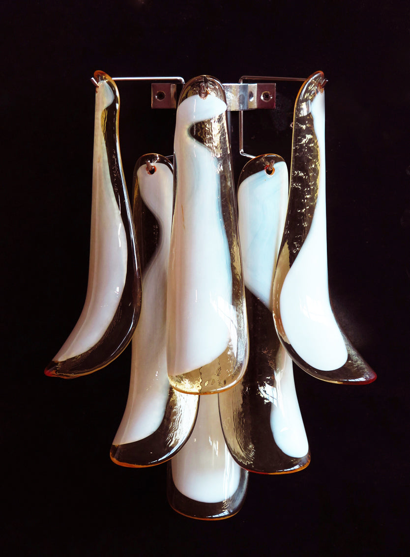 Murano Vegglampe – 6 Karamel Konglebladglass – 2 stk – Murano Classics