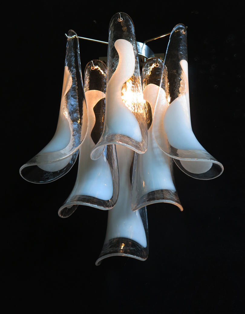 Murano Vegglampe – 6 Hvite Konglebladglass – 2 stk – detalj 7 – Murano Classics